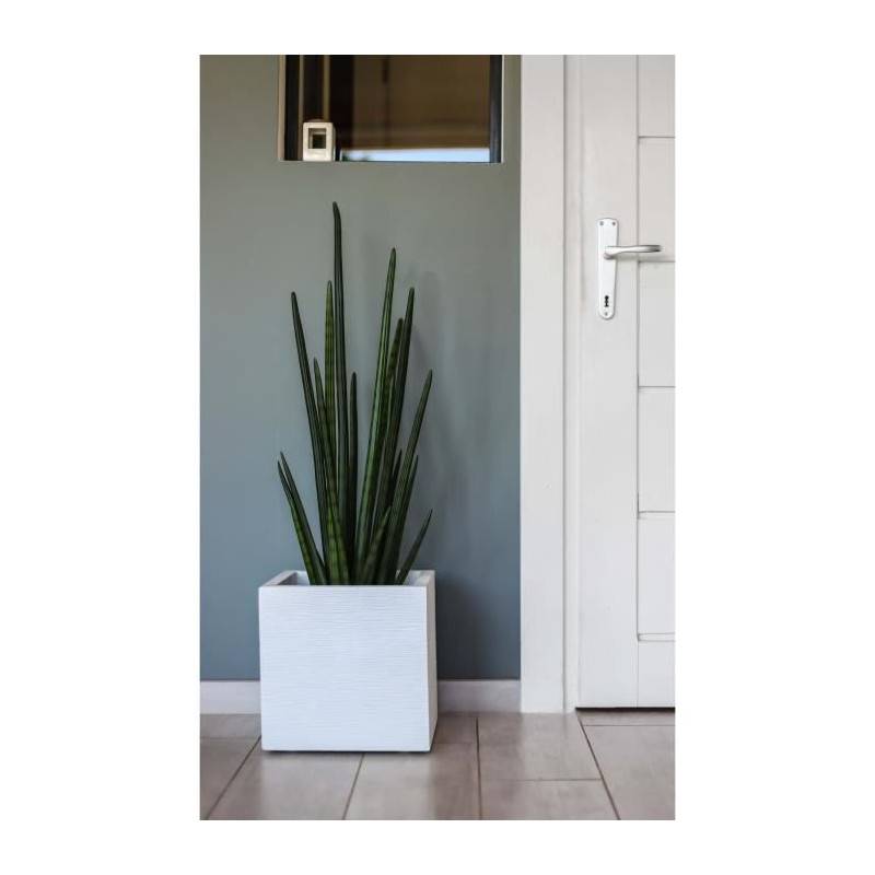 EDA Plastiques - Eda Plastique Bac A Fleurs Carre Graphit Up - 21 L - 29,5 X 29,5 X 29,5 Cm - Blanc Cerusie - Image 4