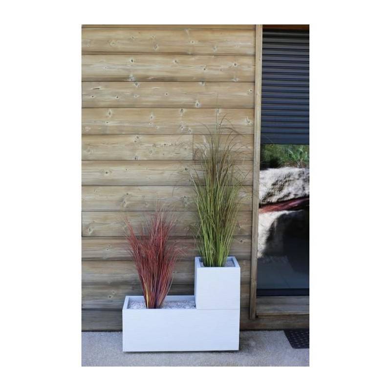 EDA Plastiques - Eda Plastique Bac A Fleurs Carre Graphit Up - 21 L - 29,5 X 29,5 X 29,5 Cm - Blanc Cerusie - Image 2