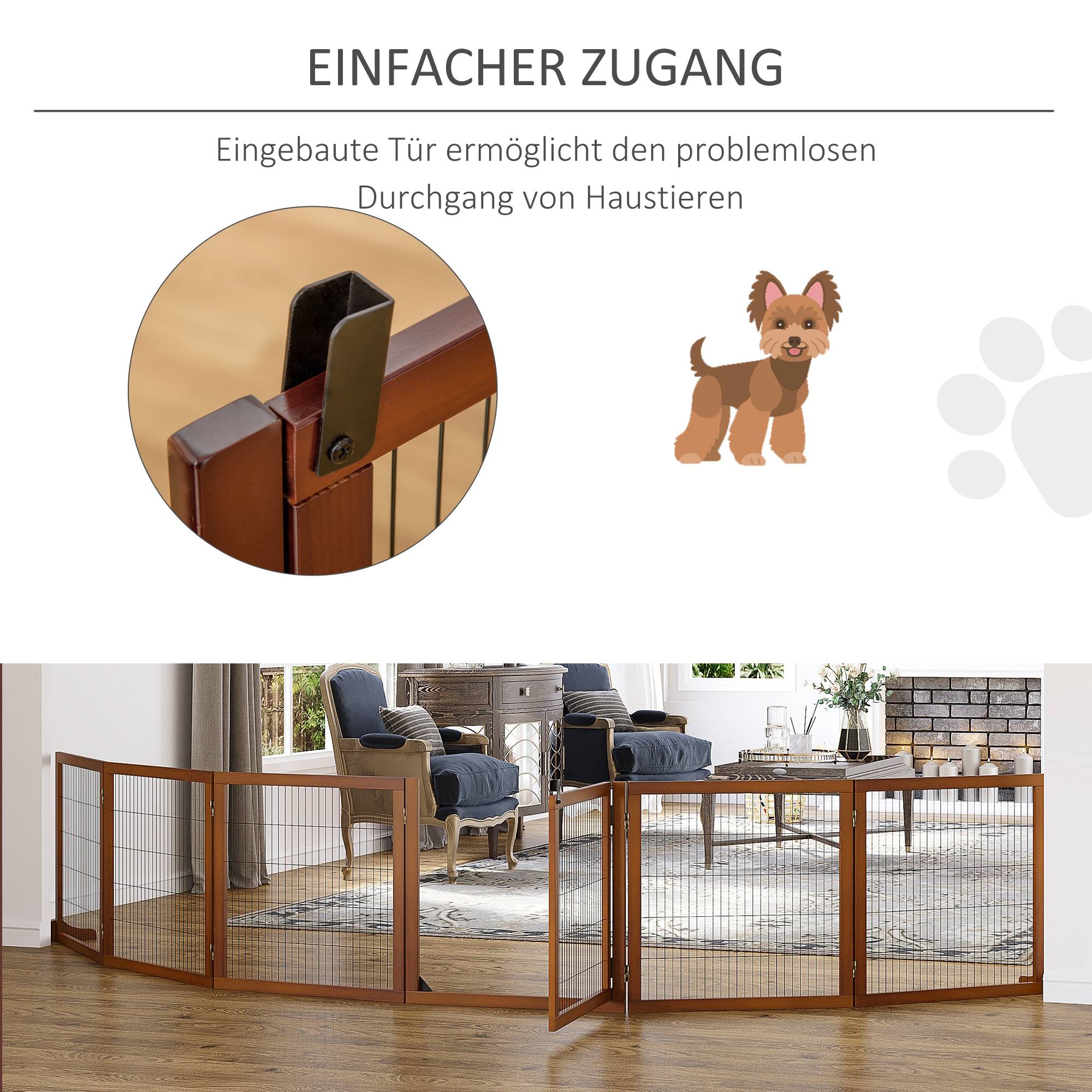 Sans Marque - Barrière pliante pour chien, pin, 432x36x70 cm, café - Image 10