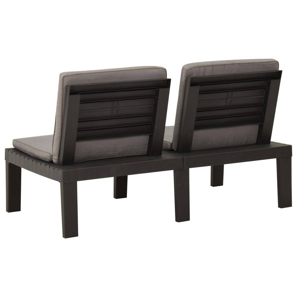 Helloshop26 - Banc de jardin meuble de patio d'extérieur terrasse de salon de jardin avec coussin plastique gris - Image 3