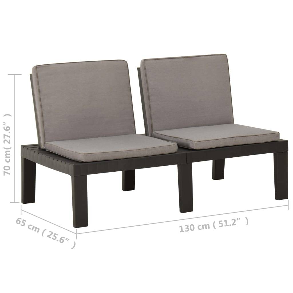 Helloshop26 - Banc de jardin meuble de patio d'extérieur terrasse de salon de jardin avec coussin plastique gris - Image 6
