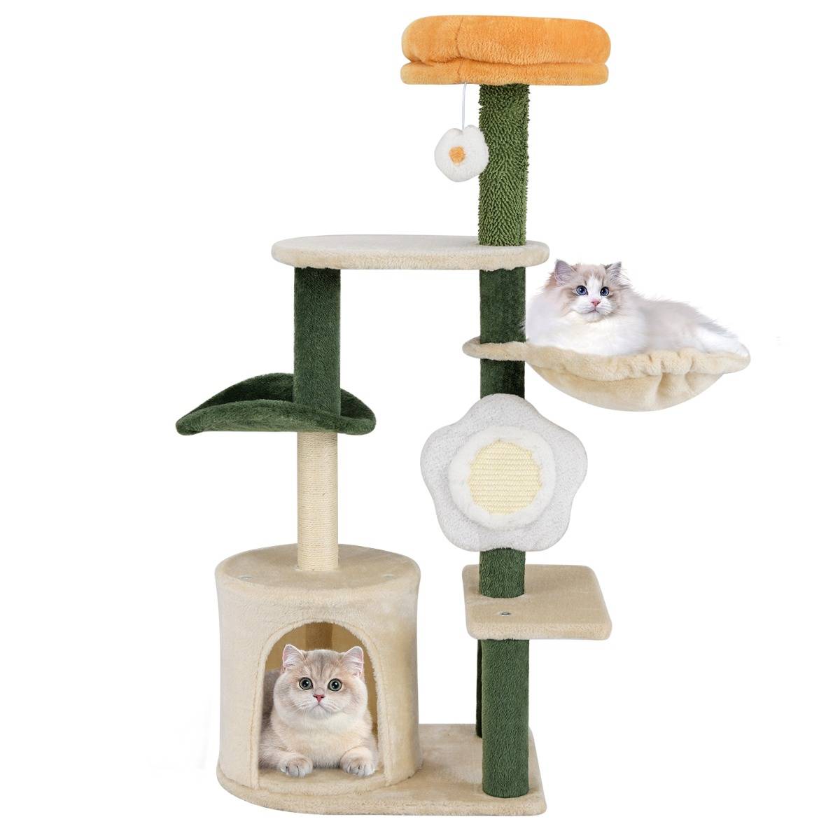 Maison Chic - Arbre à Chat à Fleurs Mignon Tour Moderne pour Chat avec Perchoir Supérieur en Peluche Condo - Image 1