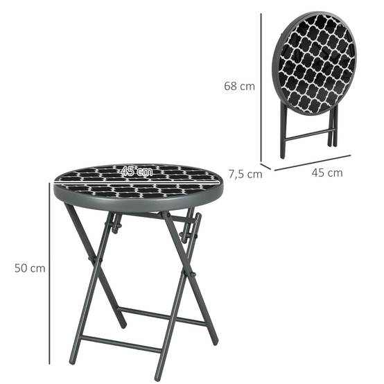 PANGIVO - Table pliante acier et verre trempé noir 45 x 45 x 50 cm - PANGIVO - Image 5