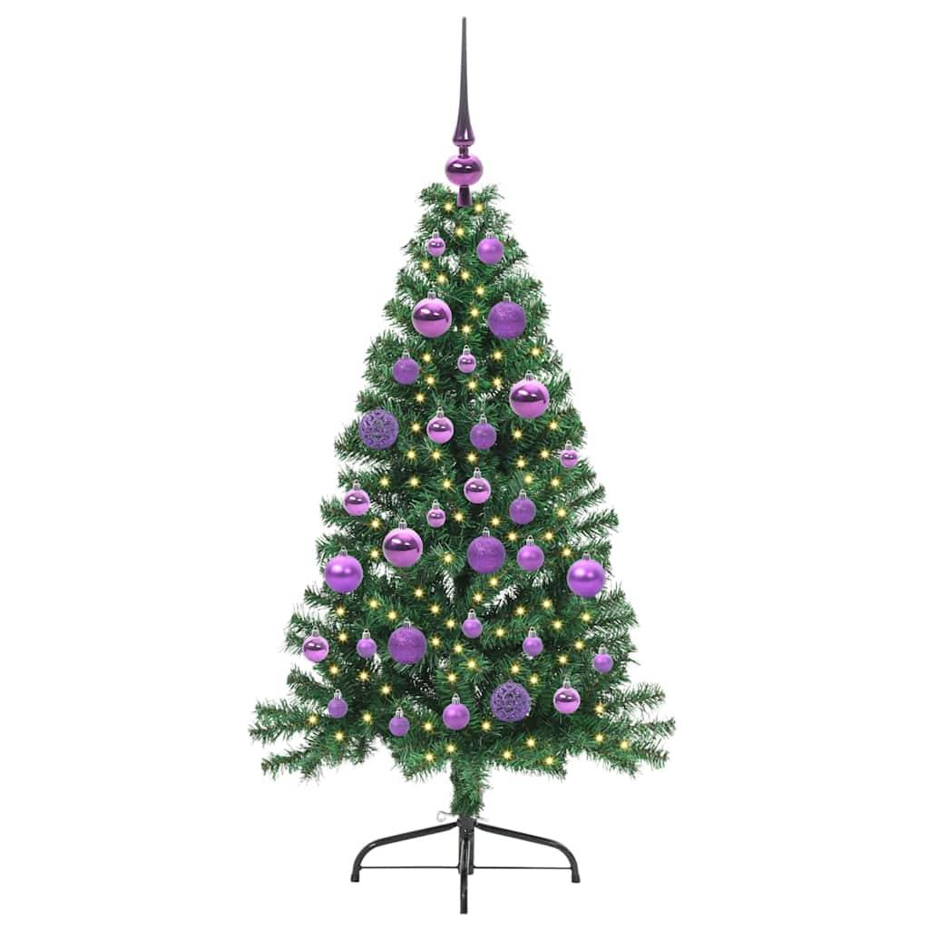 Sapin de Noël | Arbre de Noël artificiel pré-éclairé Vert 120 cm PVC Maison Chic - Image 3
