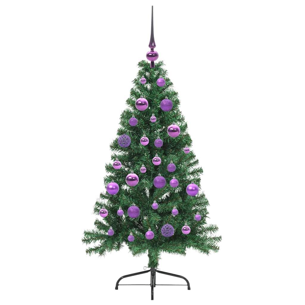 Sapin de Noël | Arbre de Noël artificiel pré-éclairé Vert 120 cm PVC Maison Chic - Image 4