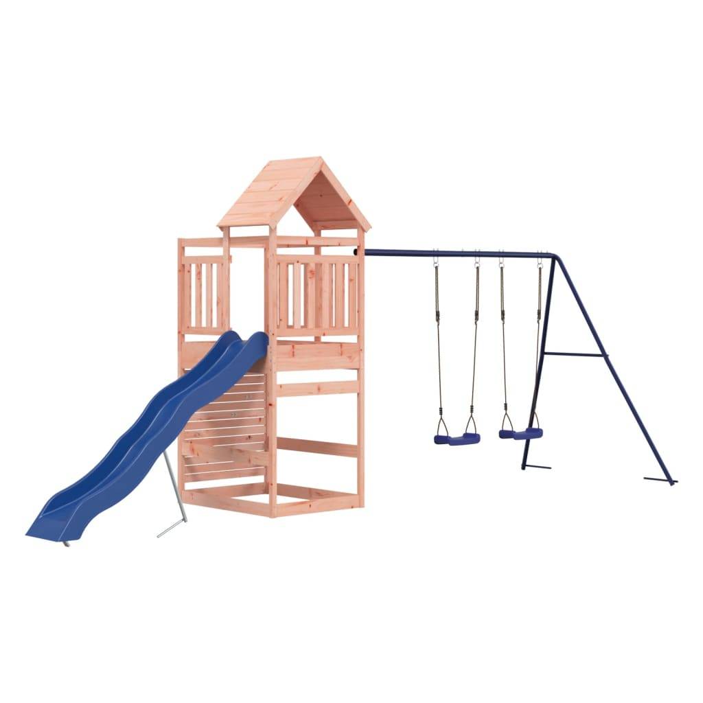 Helloshop26 - Aire de jeux d'extérieur balançoires toboggan portiques robuste jeux jardin 525 x 199 x 249 cm bois massif de douglas - Image 1