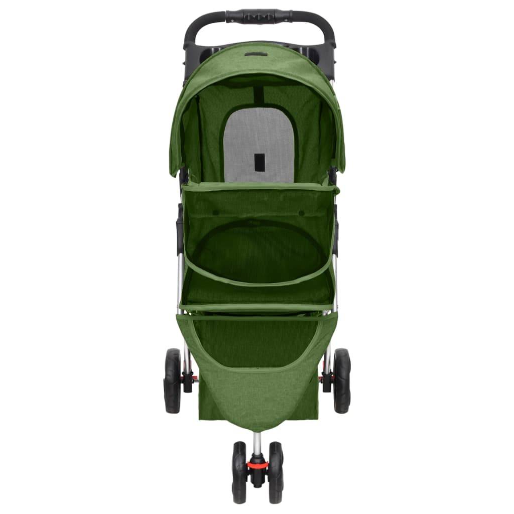 Poussette pour chien acier et tissu vert 80 x 46 x 98 cm - PANGIVO - Image 4