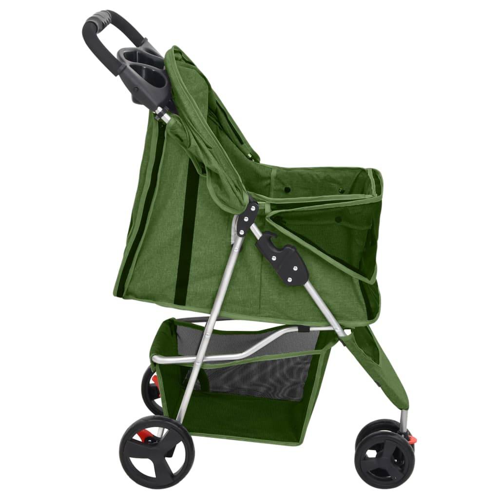 Poussette pour chien acier et tissu vert 80 x 46 x 98 cm - PANGIVO - Image 5
