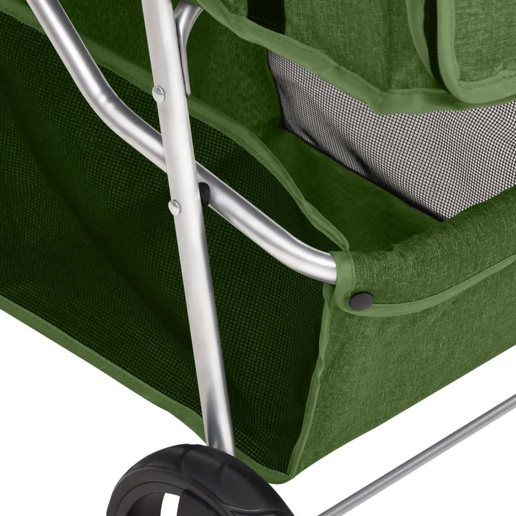 Poussette pour chien acier et tissu vert 80 x 46 x 98 cm - PANGIVO - Image 10