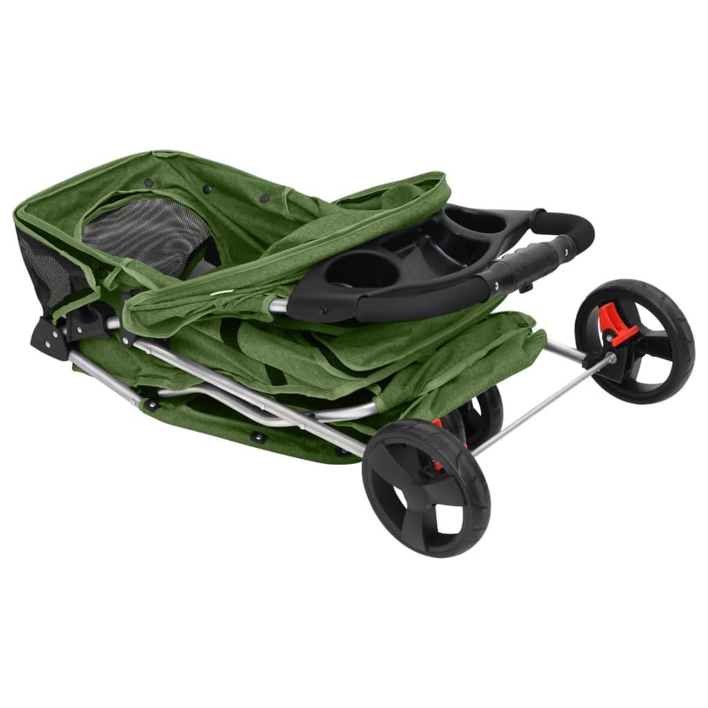Poussette pour chien acier et tissu vert 80 x 46 x 98 cm - PANGIVO - Image 8