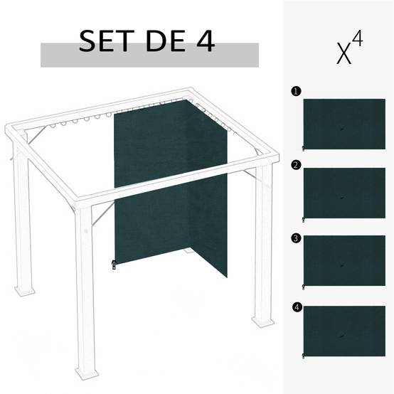 Outsunny - Lot 4 parois latérales pour tonnelle rigide 3x3m protection pluie/vent/soleil acier gris - Outsunny - Image 4