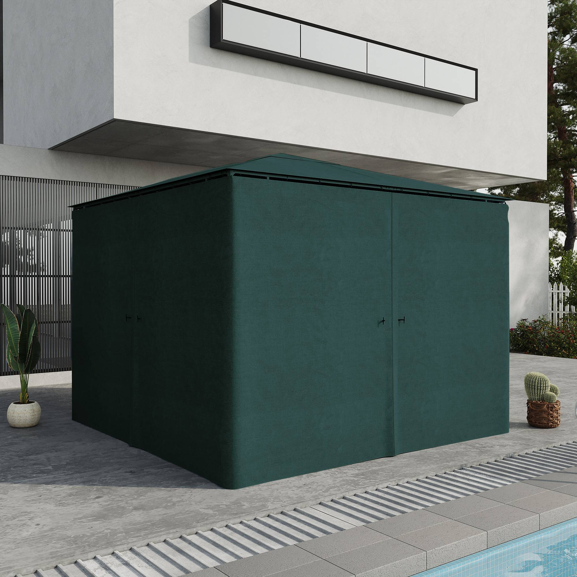 Outsunny - Lot 4 parois latérales pour tonnelle rigide 3x3m protection pluie/vent/soleil acier gris - Outsunny - Image 2