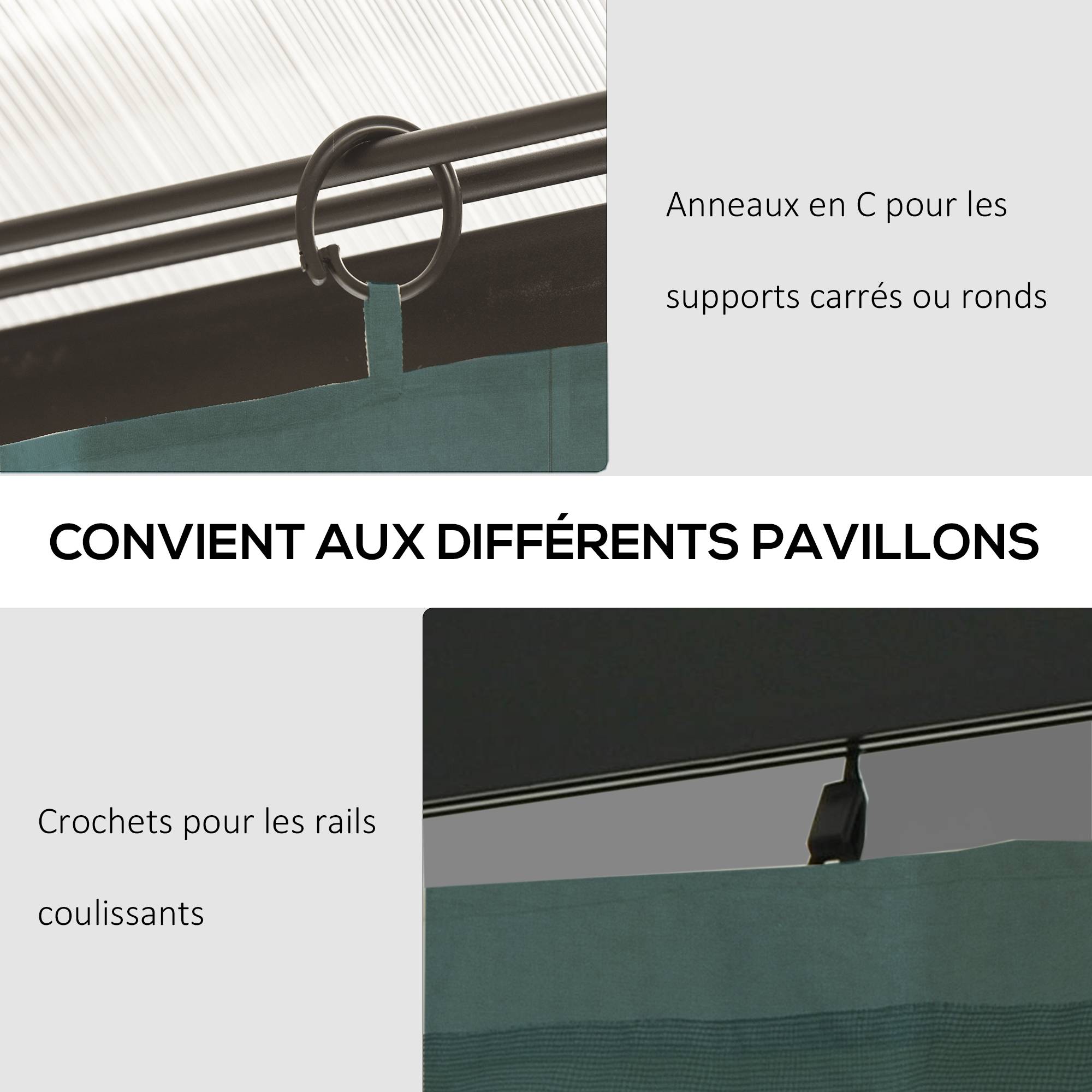 Outsunny - Lot 4 parois latérales pour tonnelle rigide 3x3m protection pluie/vent/soleil acier gris - Outsunny - Image 5