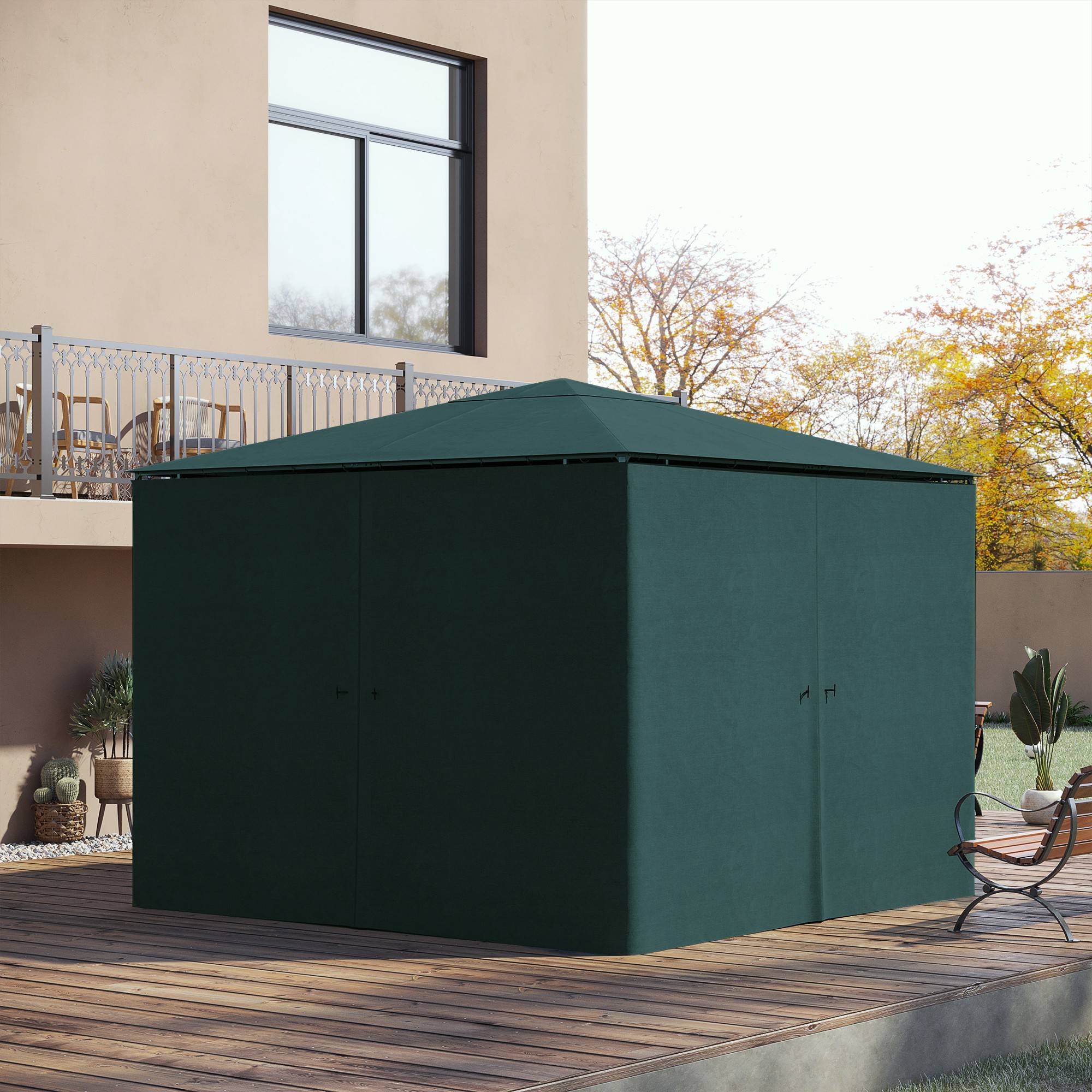 Outsunny - Lot 4 parois latérales pour tonnelle rigide 3x3m protection pluie/vent/soleil acier gris - Outsunny - Image 3