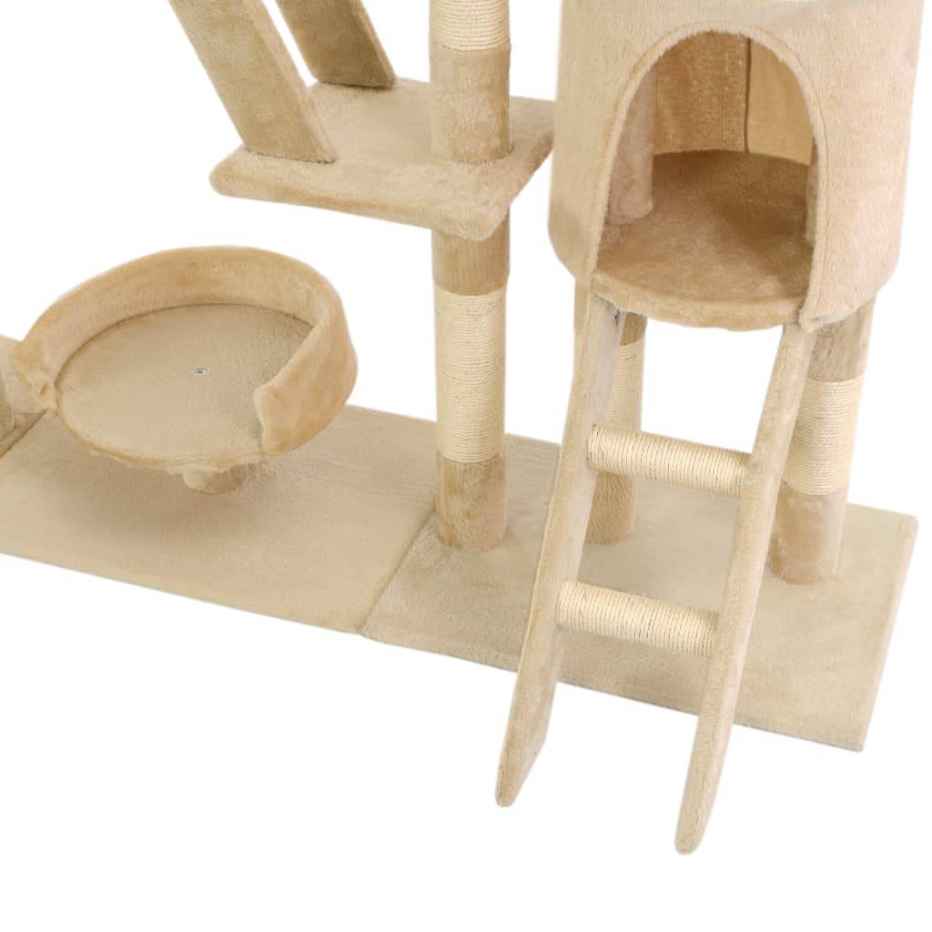 Arbre à chat bois et sisal beige 147 x 35 x 230-250 cm - PANGIVO - Image 7
