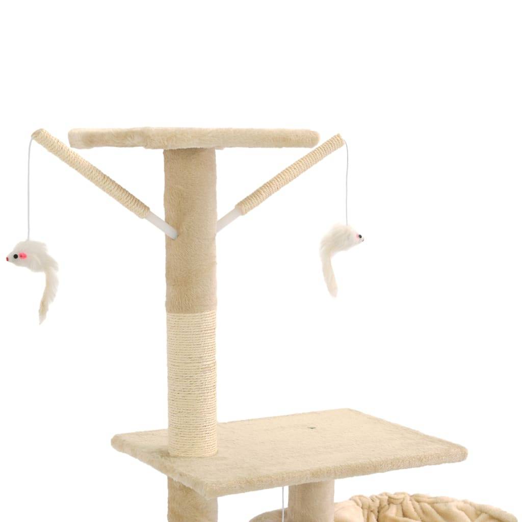 Arbre à chat bois et sisal beige 147 x 35 x 230-250 cm - PANGIVO - Image 5