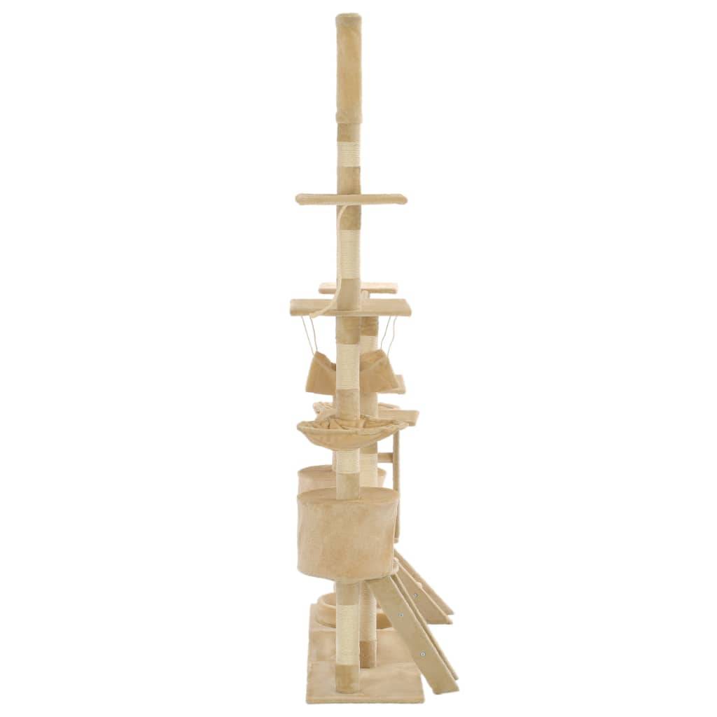 Arbre à chat bois et sisal beige 147 x 35 x 230-250 cm - PANGIVO - Image 3