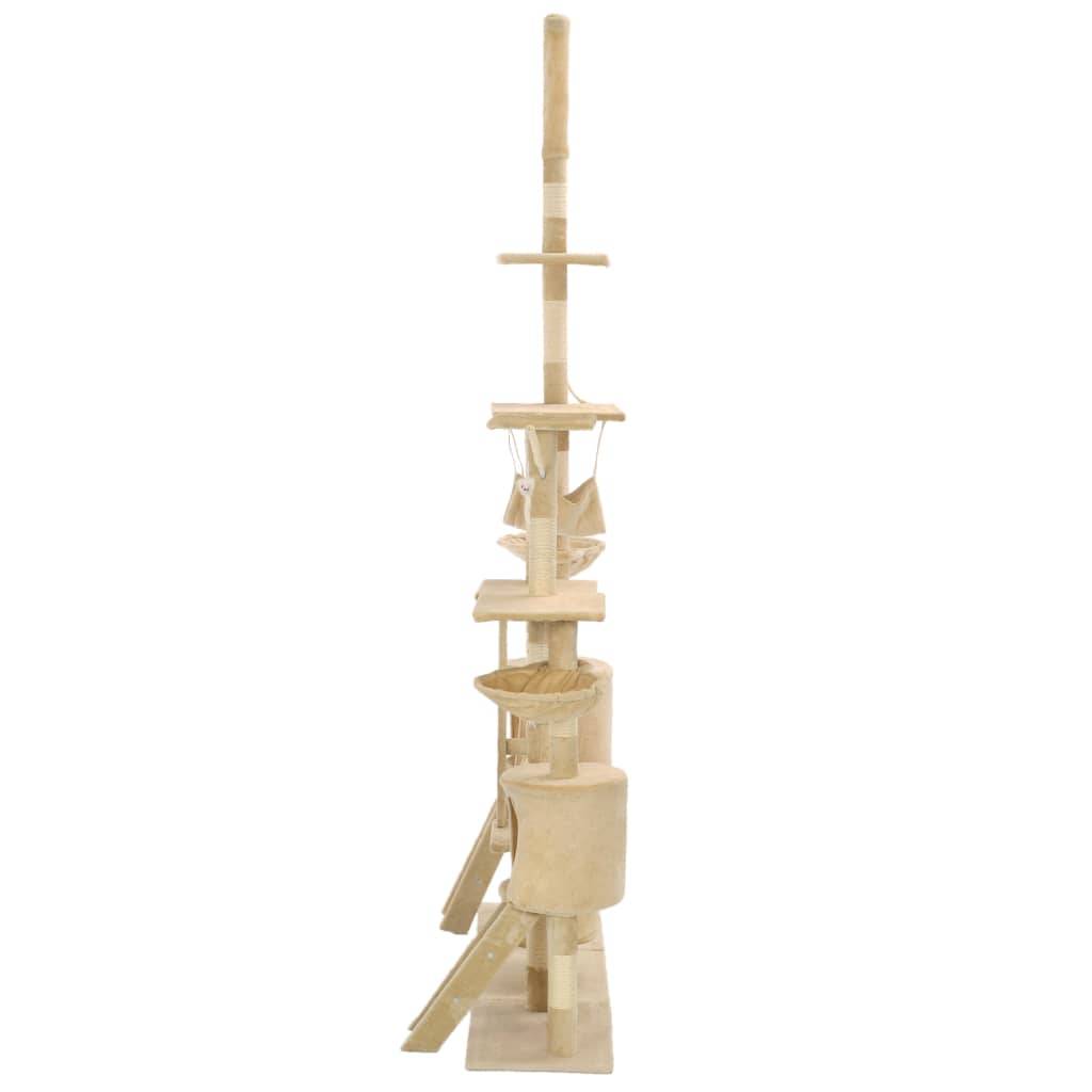Arbre à chat bois et sisal beige 147 x 35 x 230-250 cm - PANGIVO - Image 4