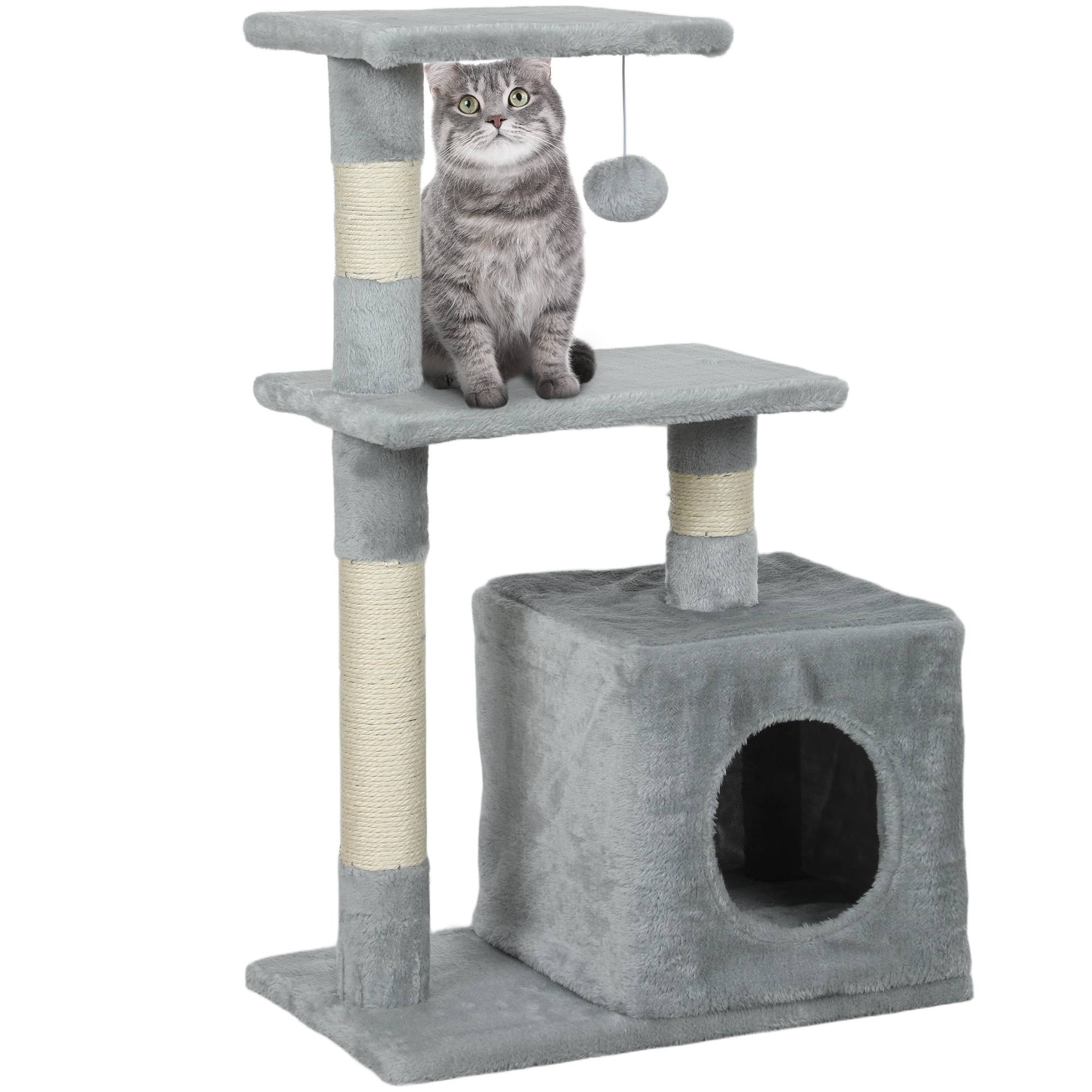Arbre à chat sisal et peluche gris 50 x 30 x 81.5 cm - PANGIVO