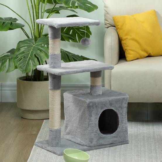 Arbre à chat sisal et peluche gris 50 x 30 x 81.5 cm - PANGIVO - Image 10