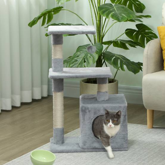 Arbre à chat sisal et peluche gris 50 x 30 x 81.5 cm - PANGIVO - Image 4