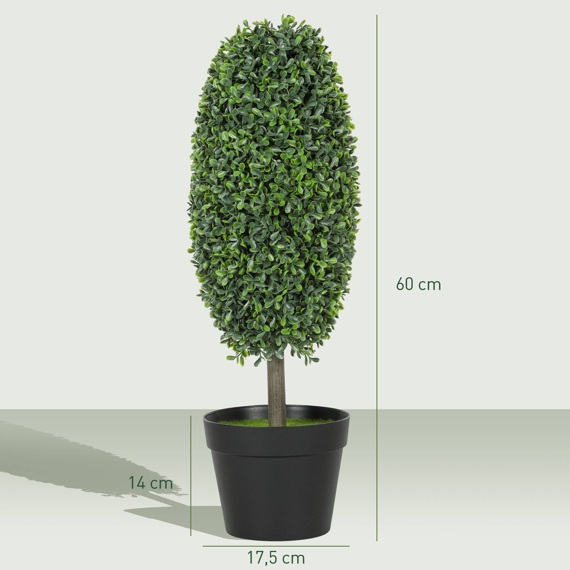 Sans Marque - Lot 2 plantes artificielles, arbres résistants UV en pot, plastique, ciment, vert - Image 5
