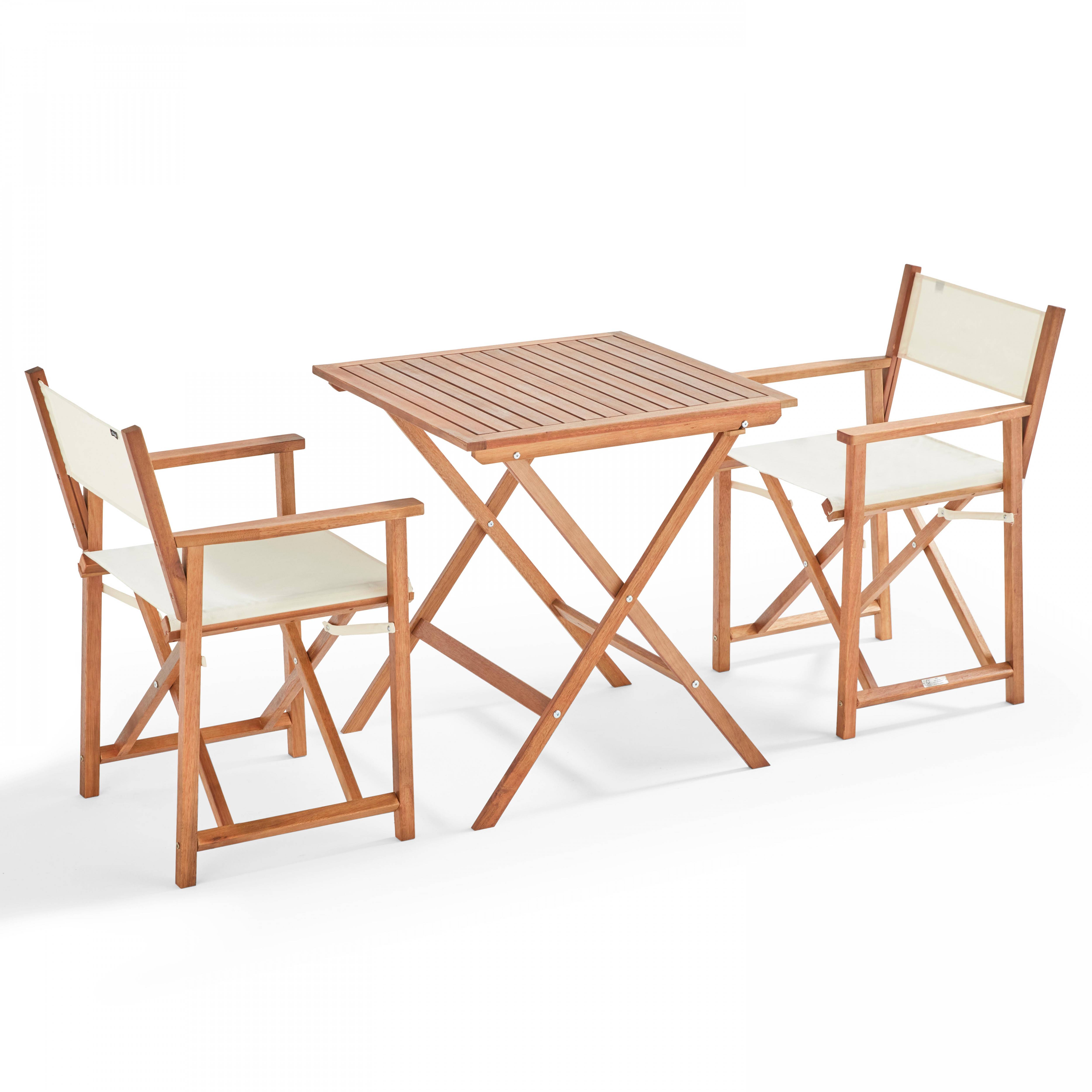 Oviala - Table bistrot pliante carrée et 2 chaises pliantes blanc Sete - Oviala - Image 1