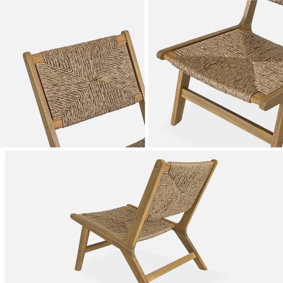 sweeek - Lot de 2 fauteuils relax de jardin en bois et résine effet paille. intérieur / extérieur | sweeek - Image 7
