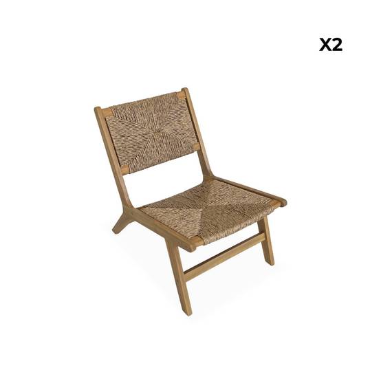 sweeek - Lot de 2 fauteuils relax de jardin en bois et résine effet paille. intérieur / extérieur | sweeek - Image 5