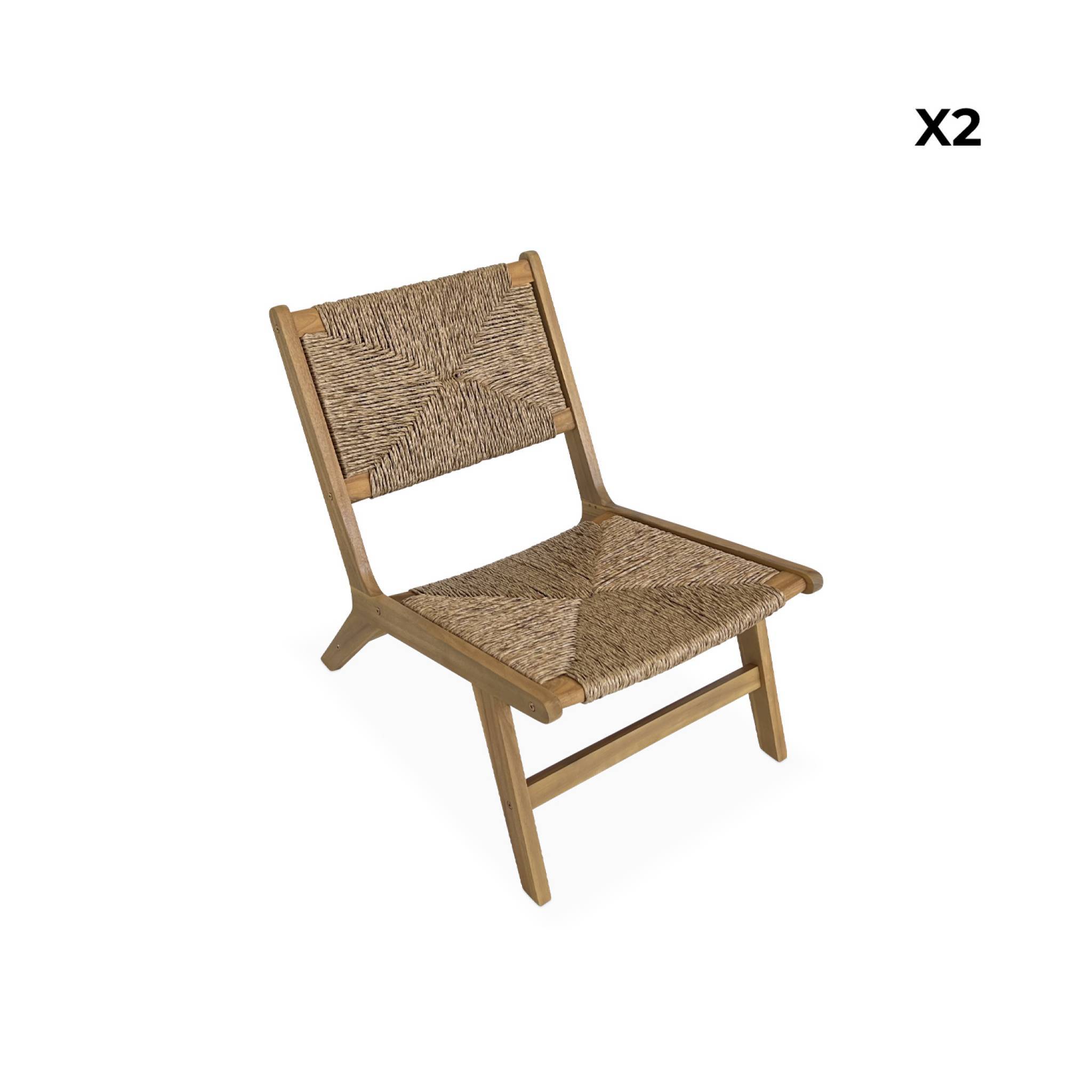 sweeek - Lot de 2 fauteuils relax de jardin en bois et résine effet paille. intérieur / extérieur  | sweeek - Image 5