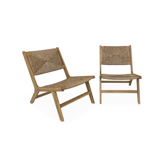 sweeek - Lot de 2 fauteuils relax de jardin en bois et résine effet paille. intérieur / extérieur | sweeek - Image 2