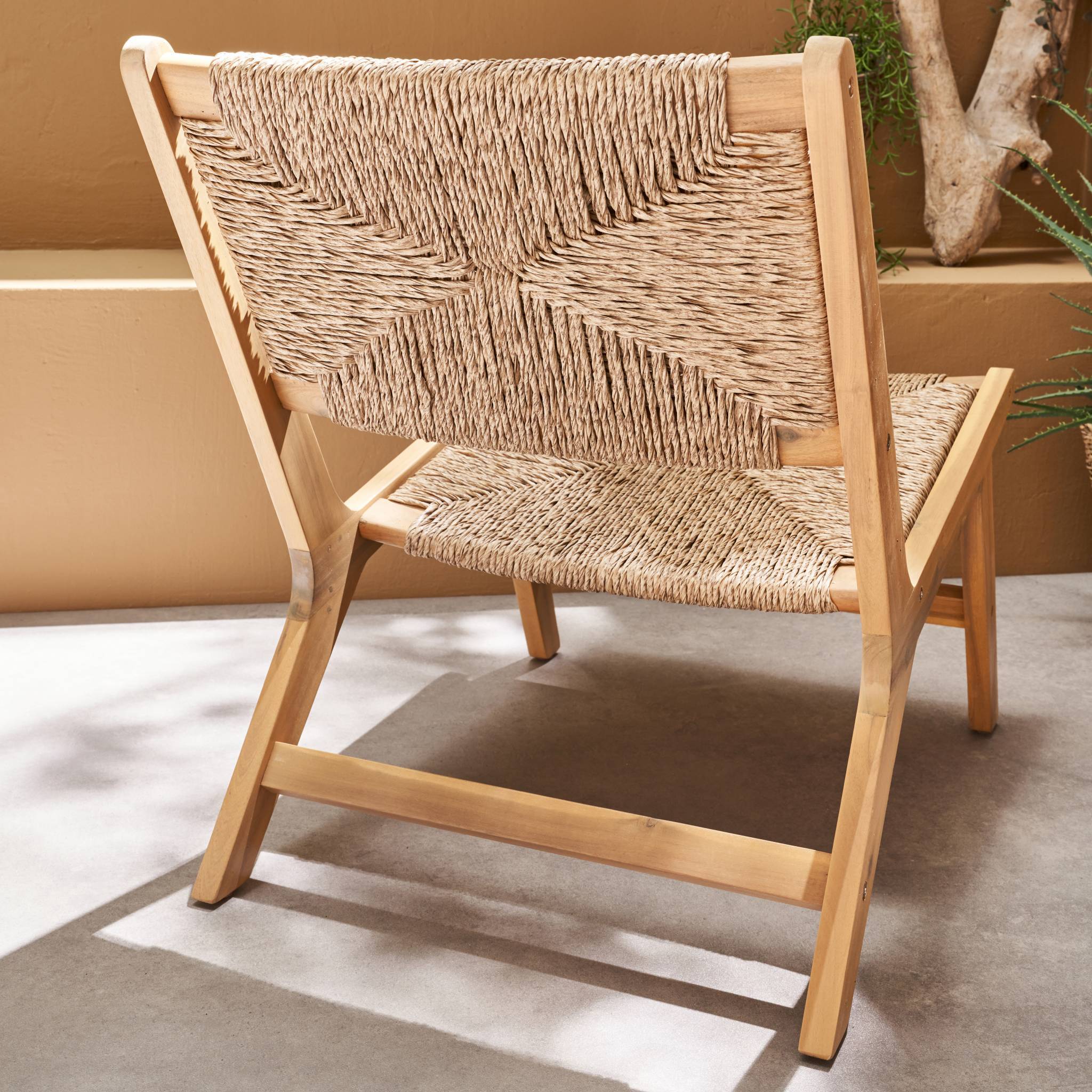 sweeek - Lot de 2 fauteuils relax de jardin en bois et résine effet paille. intérieur / extérieur | sweeek - Image 4