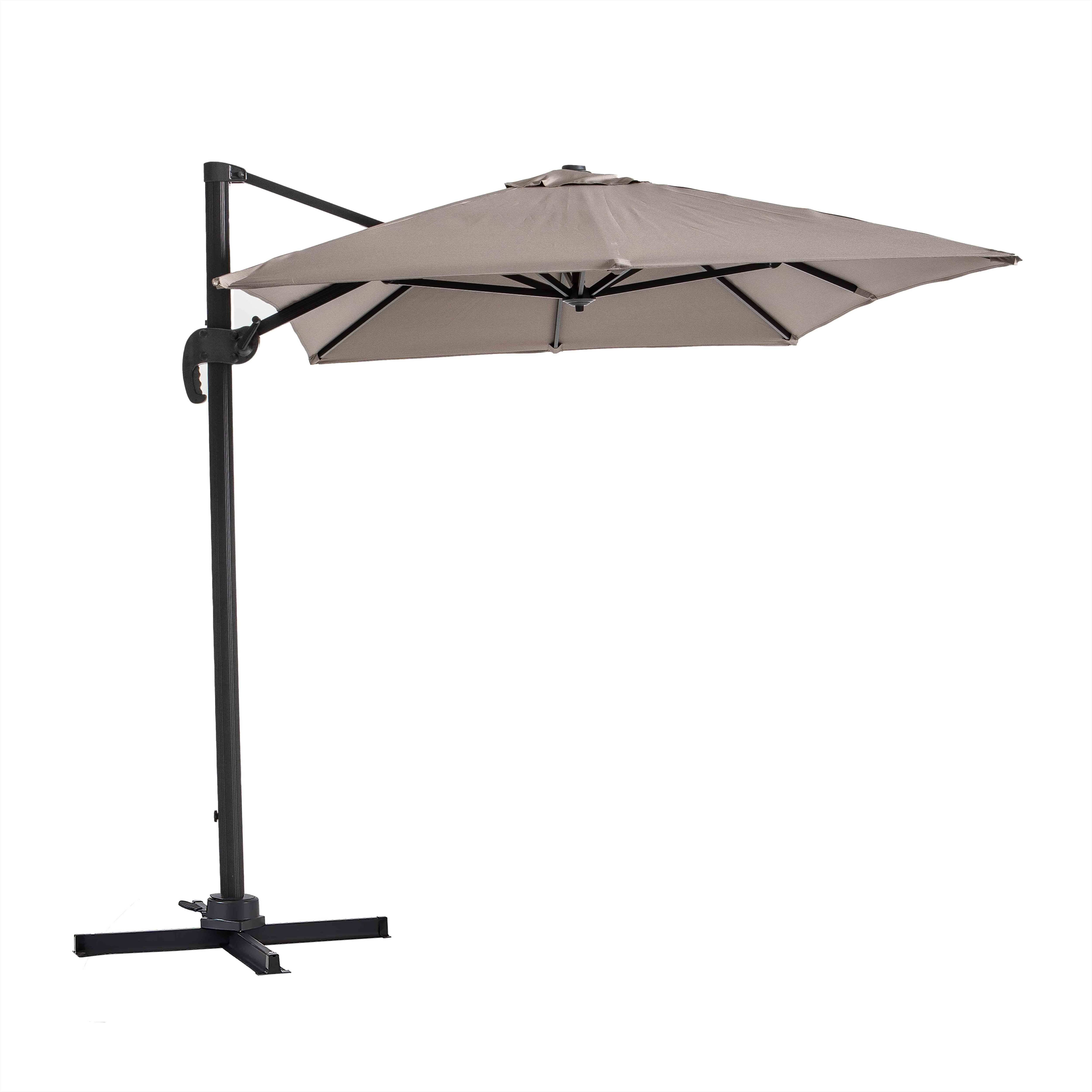 Oviala - Parasol déporté 2x3 m et 4 dalles à remplir aluminium taupe Amalya - Oviala - Image 4