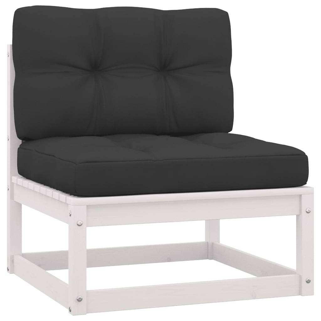 Helloshop26 - Salon de jardin meuble d'extérieur ensemble de mobilier 6 pièces avec coussins bois de pin massif blanc - Image 3