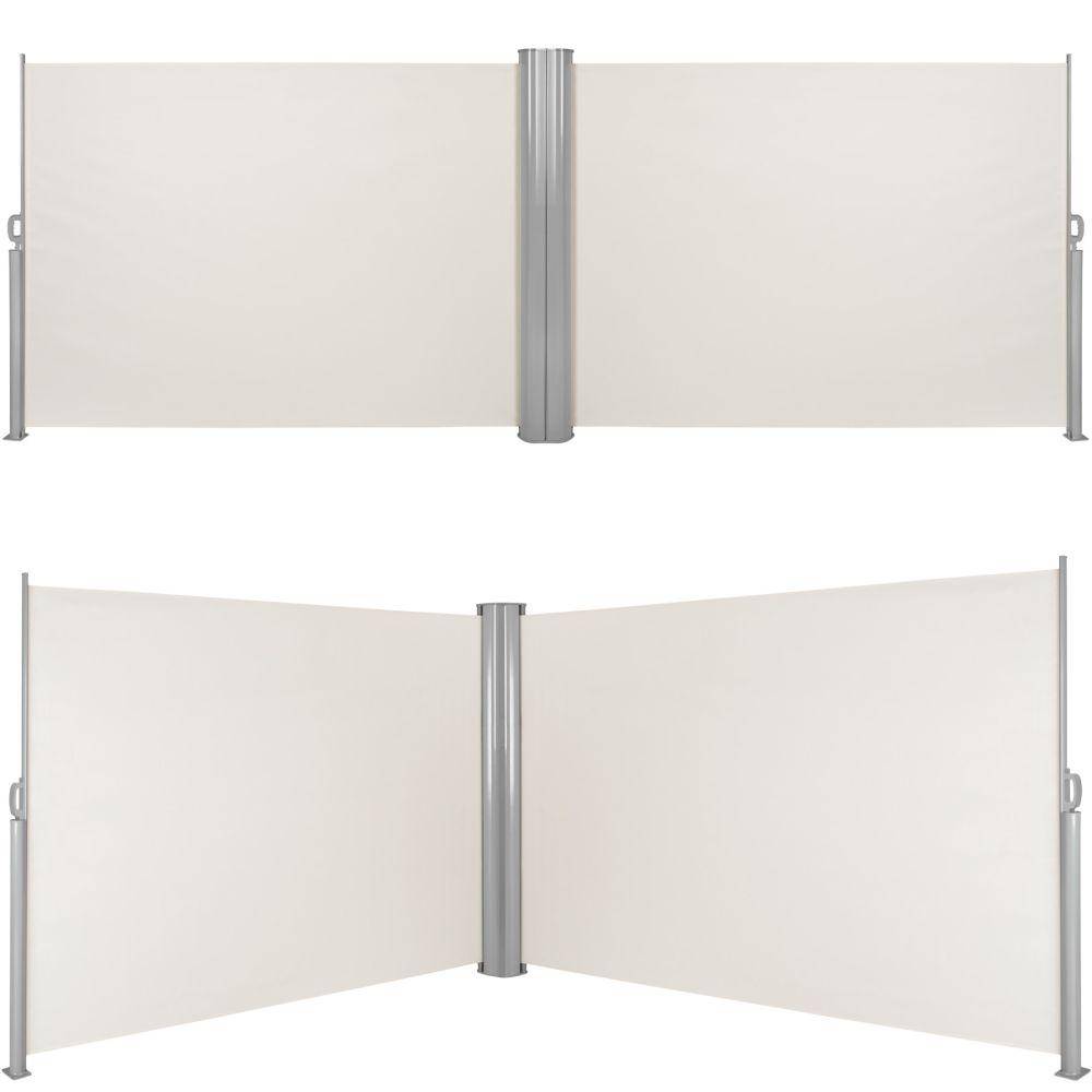 Helloshop26 - Auvent store latéral brise-vue paravent rétractable double beige 180 x 600 cm - Image 4