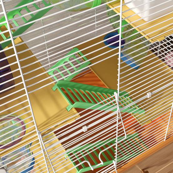 Cage hamster 5 étages métal pour rongeurs avec tubes modulables 46x30x58cm orange - ComfortXL Outdoor Living - Image 10