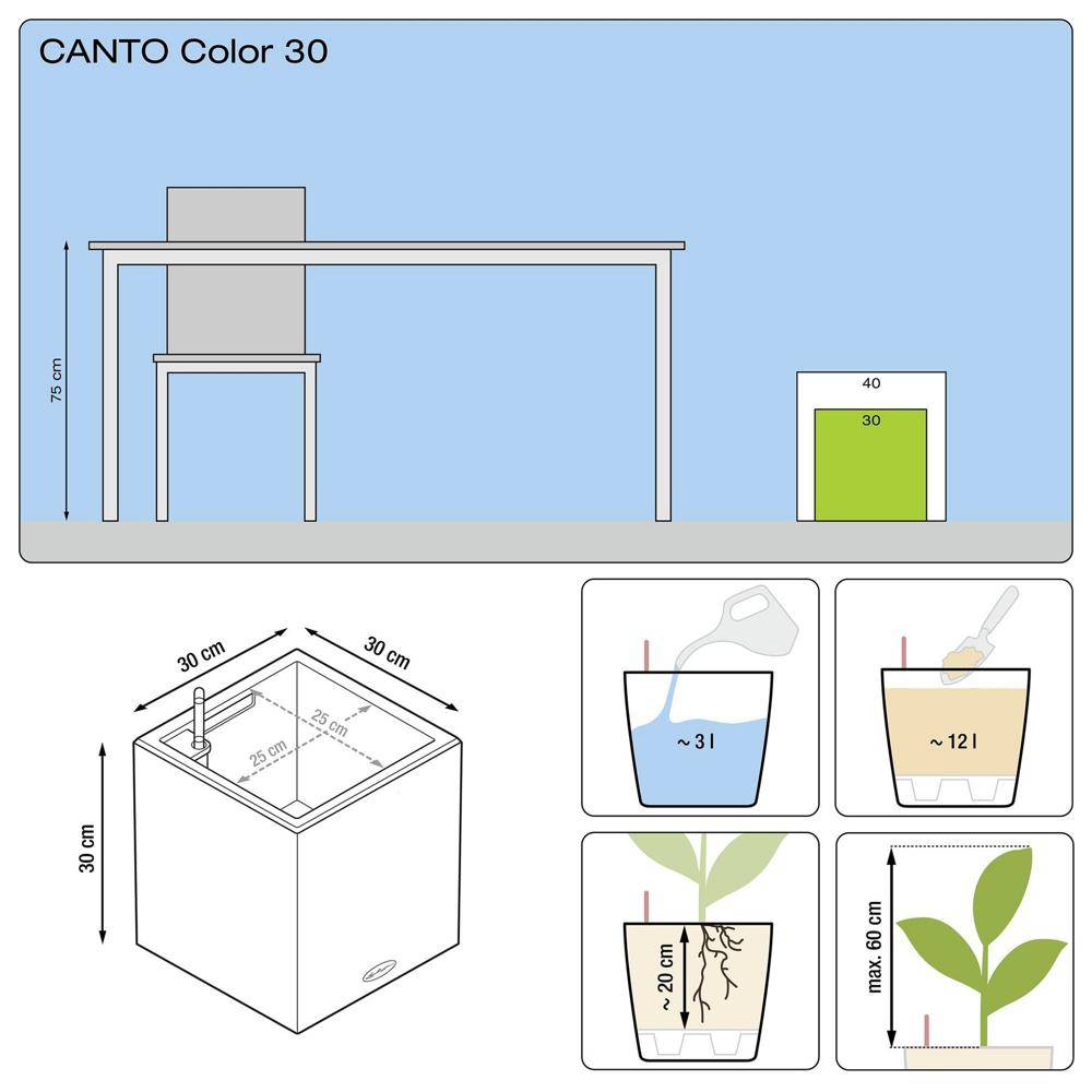 Lechuza - Pot Canto Color 30, noir graphite 3 L 30 cm Lechuza - Image 4