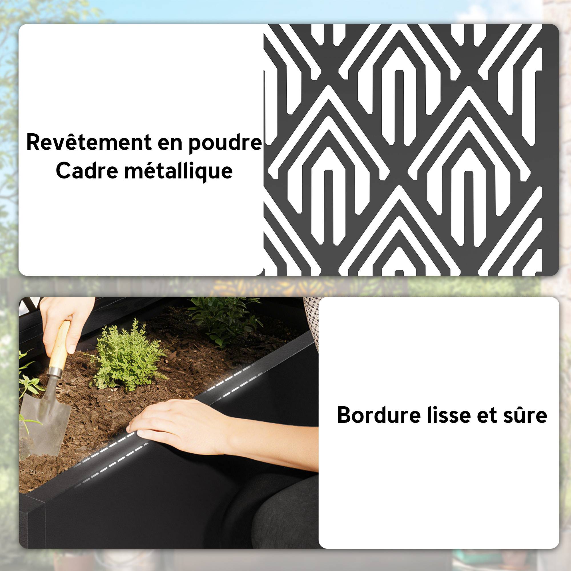 Jardinière treillis brise-vue métal 45x21,5x110 cm noire, plantes grimpantes, séparation balcon jardin - Image 8