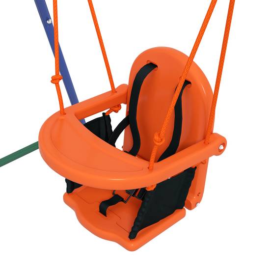 Balançoire orange 2 sièges bébé/enfant ceinture sécurité 180 × 160 × 182 cm jardin extérieur - Image 10