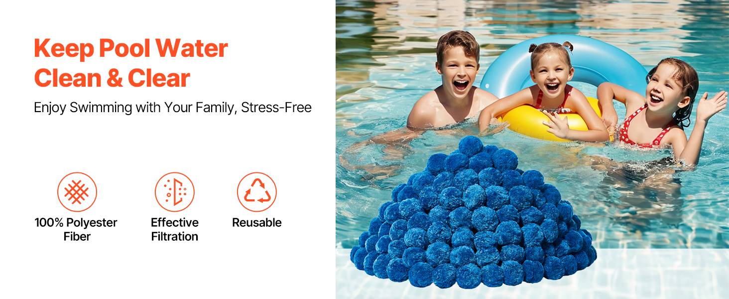 Vevor - VEVOR boules filtrantes piscine 1,83 kg, fibres polyester réutilisables, remplacement filtre sable, avec sac filet de lavage, couleur bleu. - Image 9