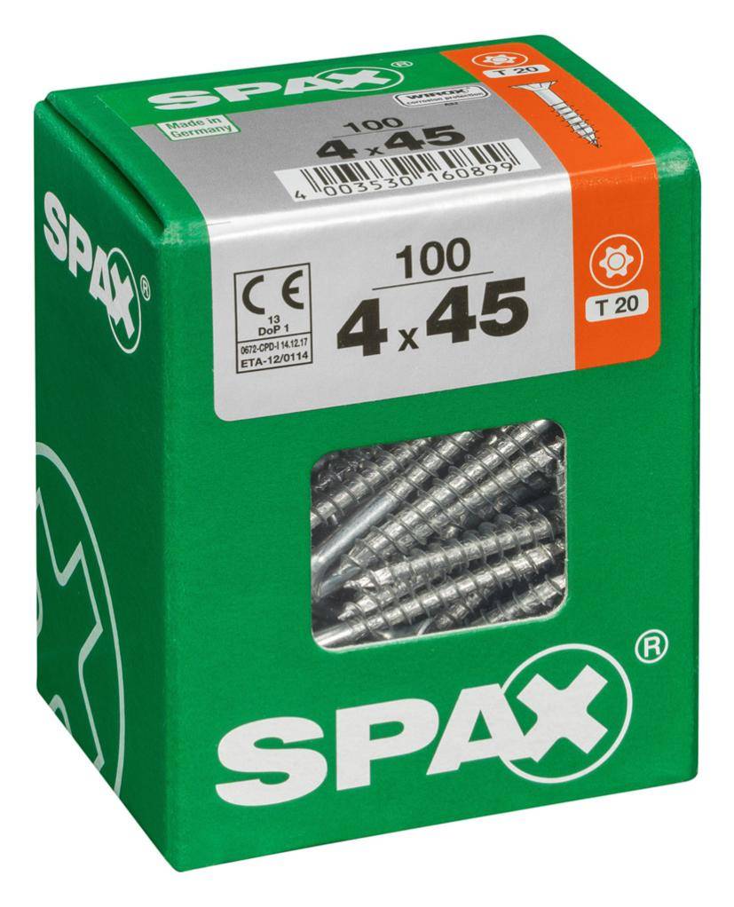 Spax - Lot de 100 vis acier tête fraisée torx SPAX, Diam.4 mm x L.45 mm - Image 1