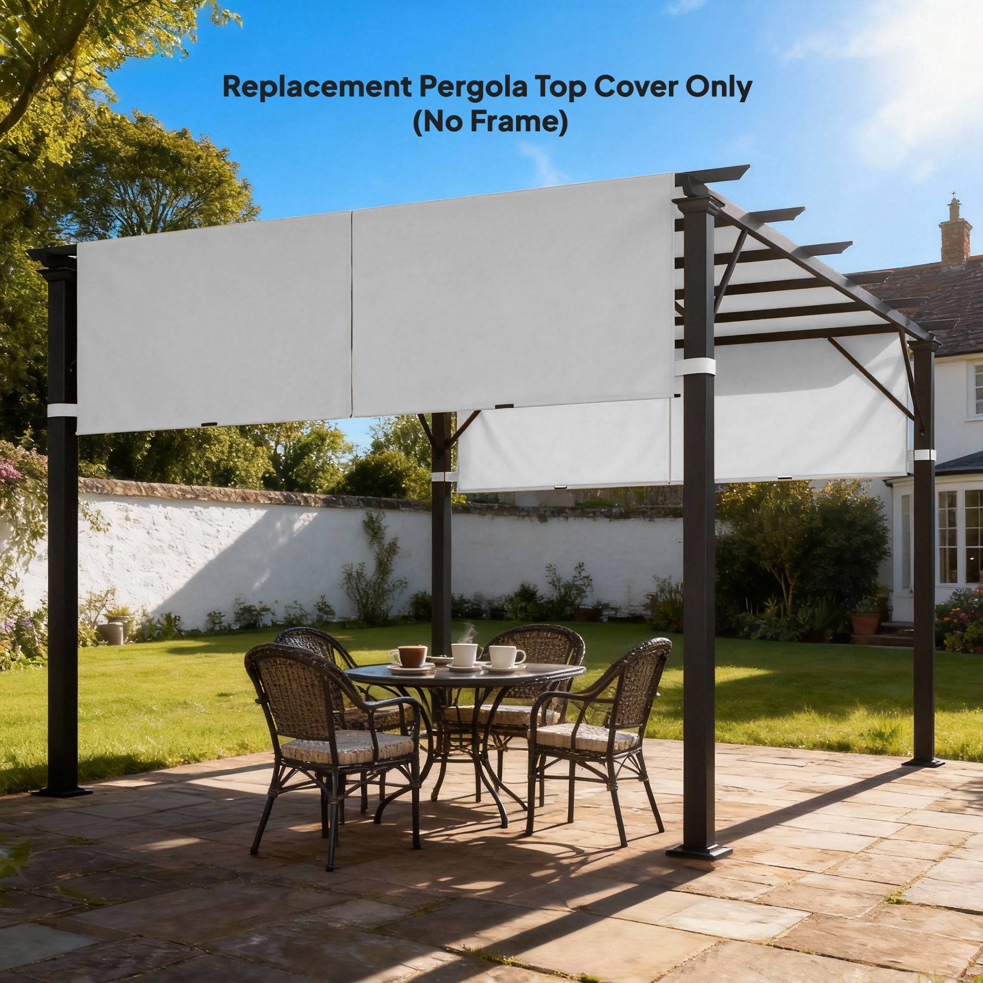 Outsunny - Lot 2 toiles de rechange pergola rétractable 4,9x1,2m protection UV tissu polyester gris clair - Outsunny - Image 2