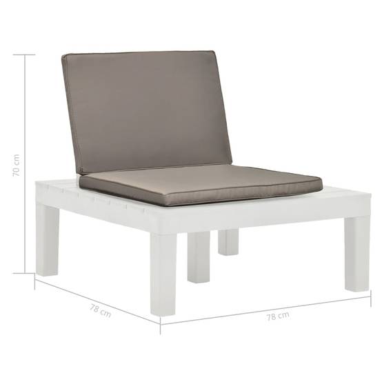 Salon de Jardin Lot de 2 Fauteuils Bas en Plastique avec Coussins pour Terrasse Blanc – ComfortXL Outdoor Living - Image 8