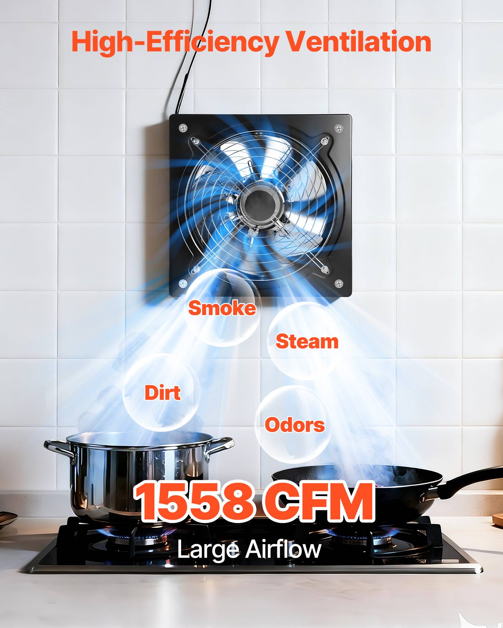Vevor - VEVOR Ventilateur Extraction Mural Extracteur 30,5 cm 70 W Variateur de Vitesse - Image 2