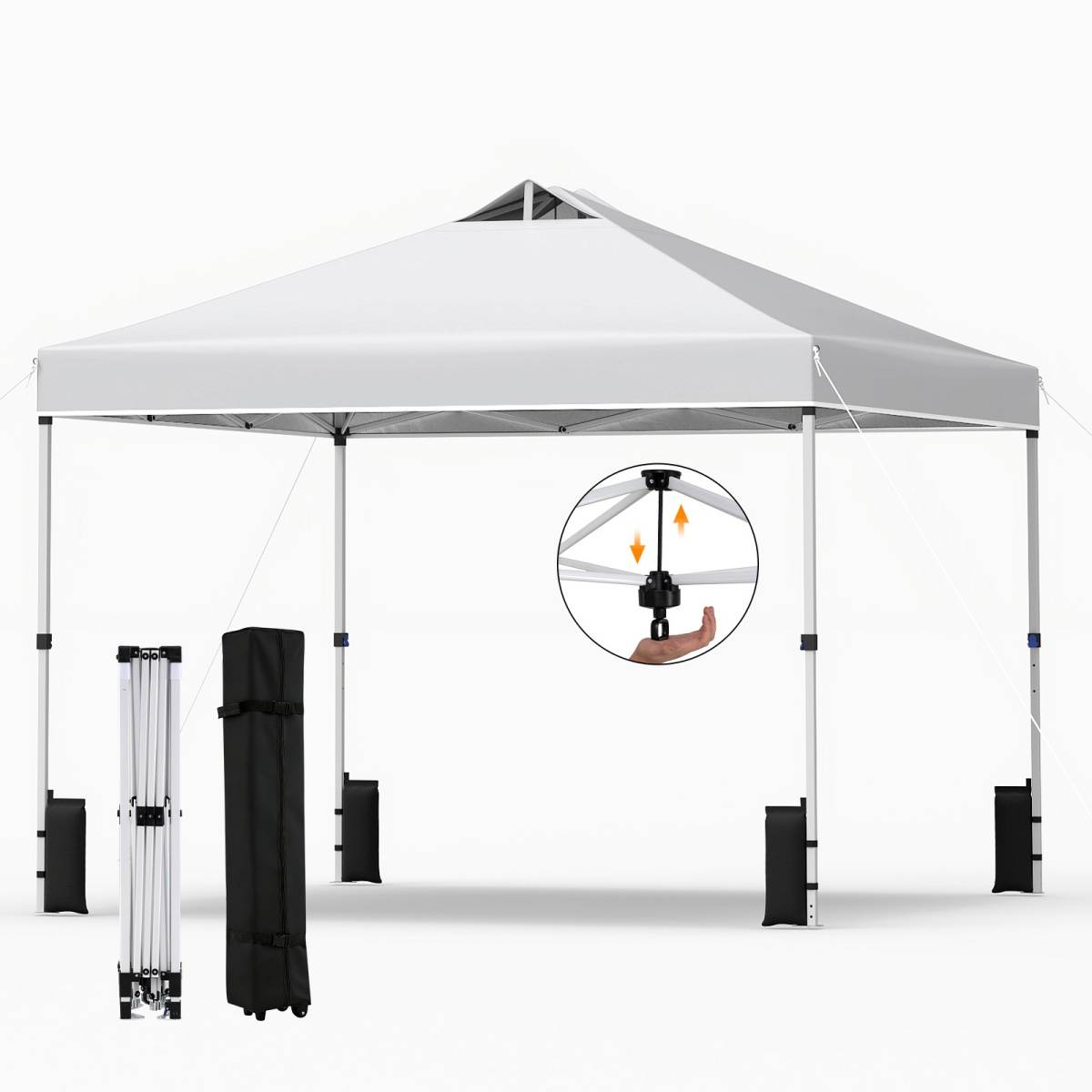 Maison Chic - Tonnelle de Jardin 3x3 m Tente Pop-Up Montage Instantané Toit à Revêtement Argenté Gazebo avec 4 Sacs de Sable Blanc MAISON CHIC - Image 1