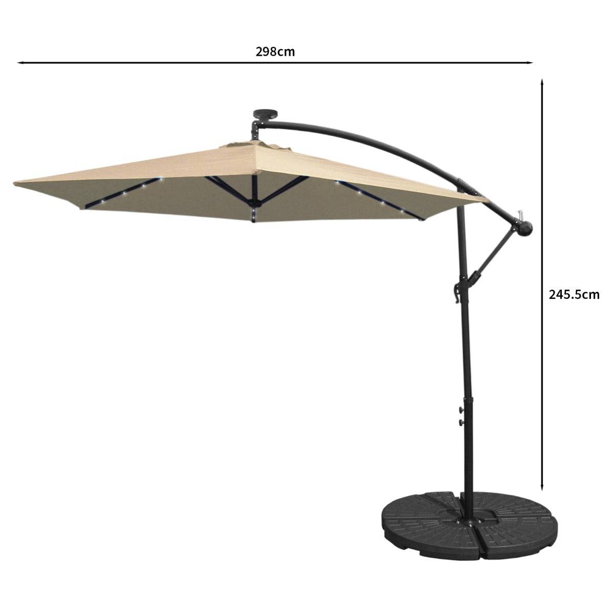 Monstershop - Parasol Beige 3m avec LED's Intégrés avec Base Ronde - Image 5