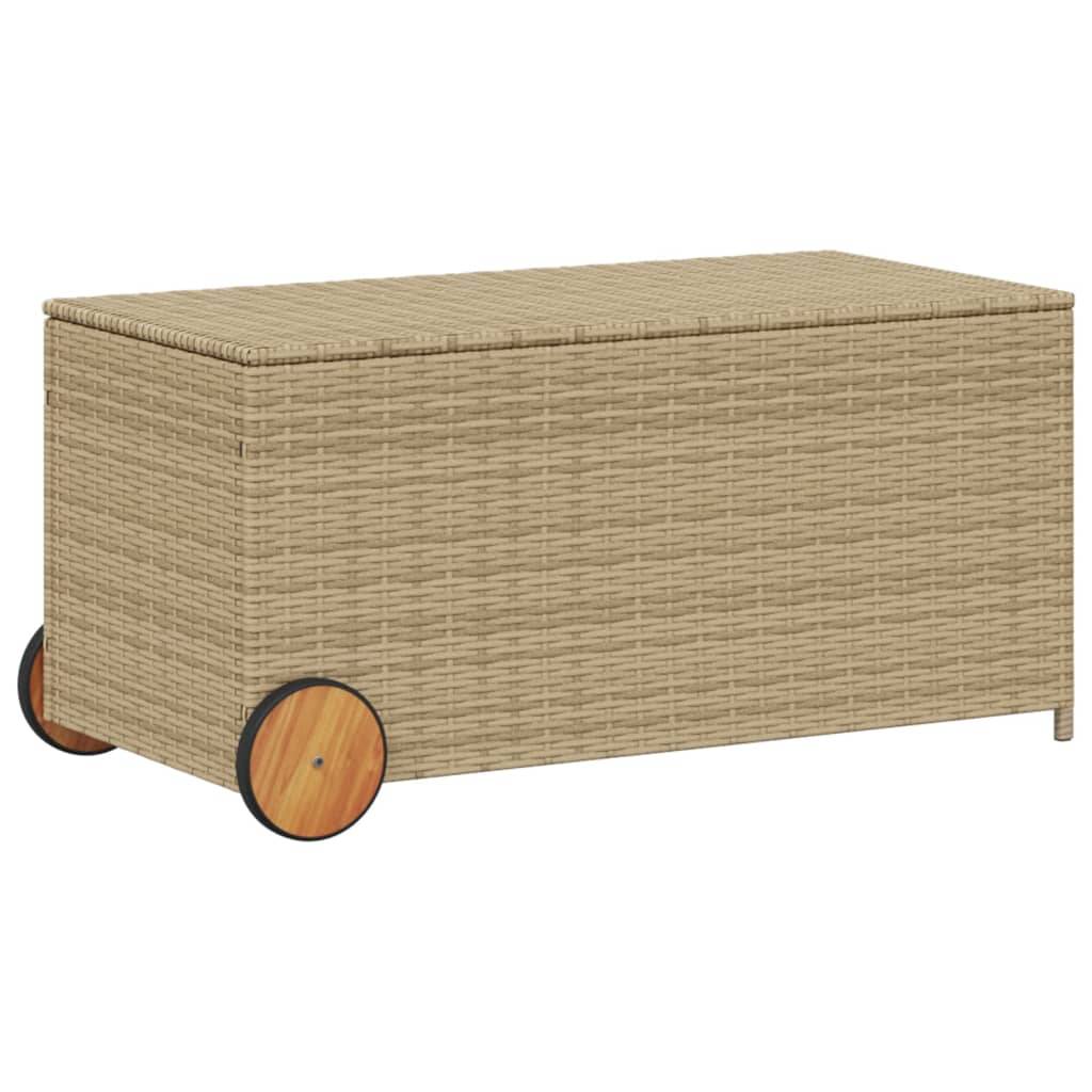 Coffre de Rangement Jardin Résine Tressée avec Roues et Poignée Beige 190L – ComfortXL Outdoor Living - Image 2
