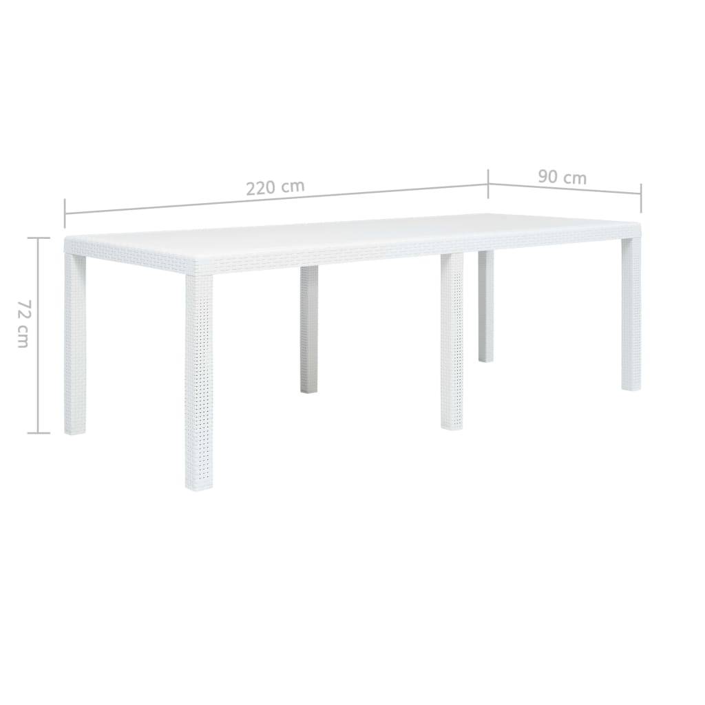 Vidaxl - Table de jardin Blanc 220x90x72 cm Plastique Aspect de rotin vidaXL 45607 - Image 3