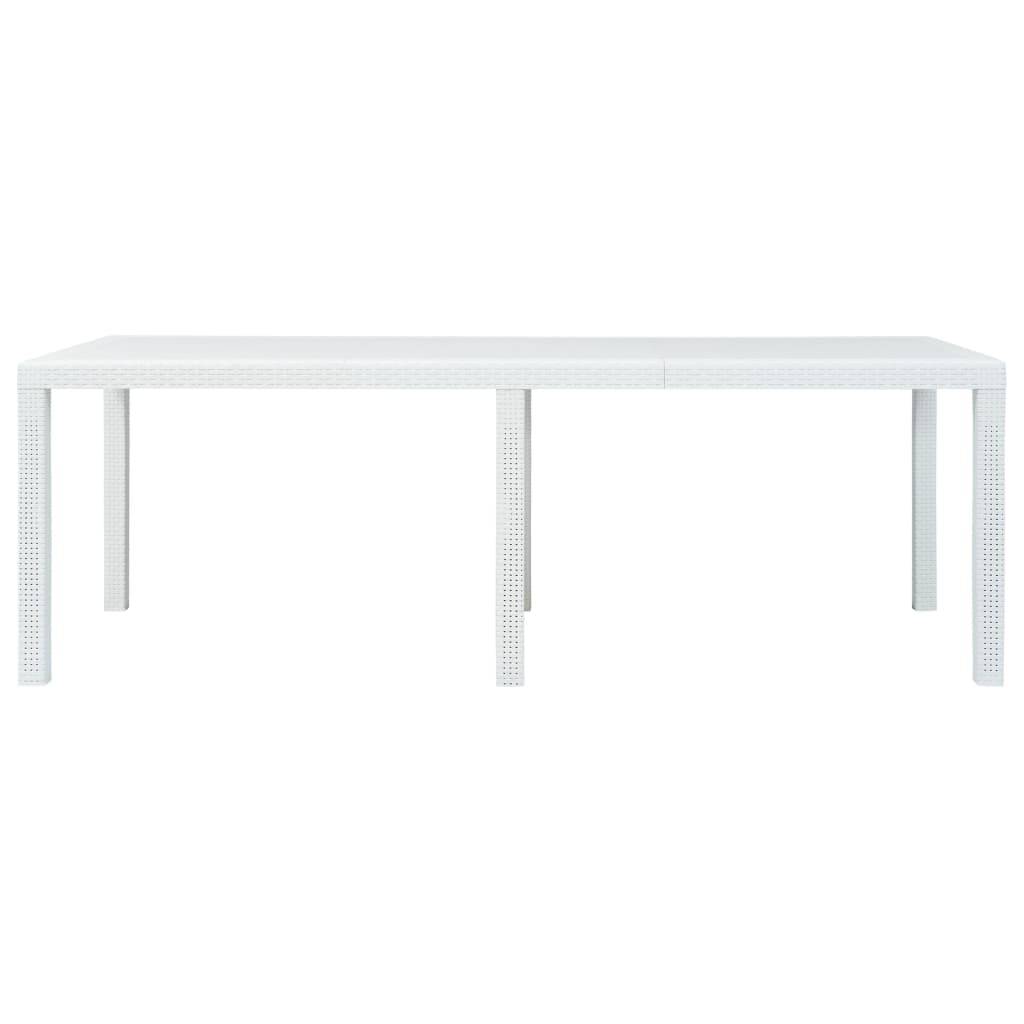 Vidaxl - Table de jardin Blanc 220x90x72 cm Plastique Aspect de rotin vidaXL 45607 - Image 7