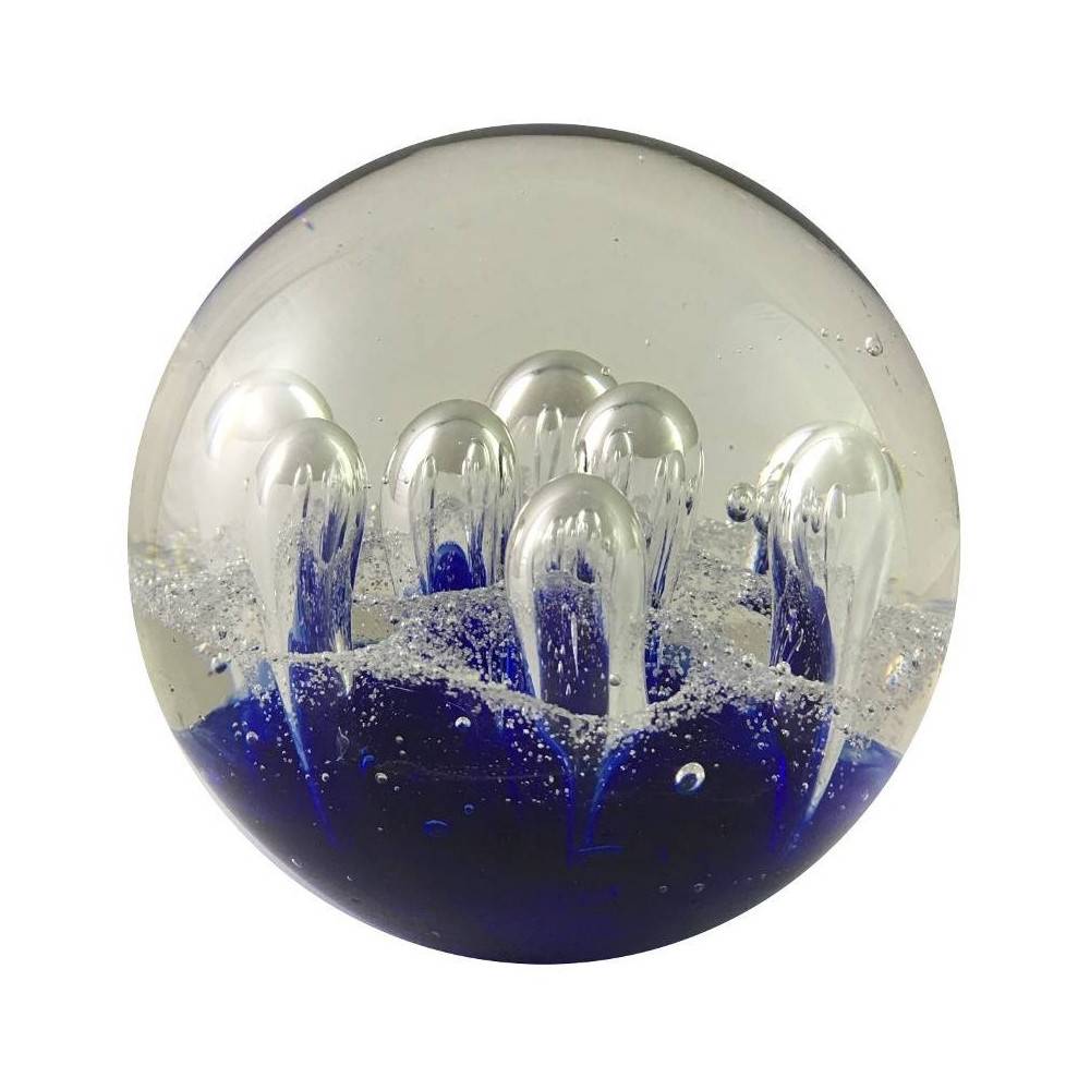 Presse papier sulfure "Gouttes" en verre bleu Ø.10 cm Chemin de campagne - Image 1